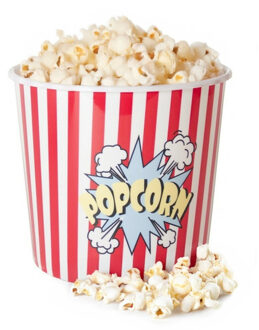 Popcorn bak - rood/wit - kunststof - D21 - 7 liter - herbruikbaar - Snack en tapasschalen