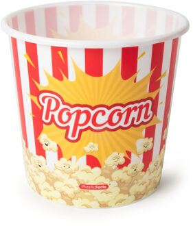 Popcorn bak - rood/wit retro print - kunststof - 14 x 13 cm - 1.2 liter - herbruikbaar Lichtrood