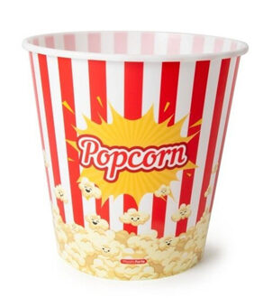 Popcorn bak - rood/wit retro print - kunststof - 18 x 18 cm - 2.8 liter - herbruikbaar Kersenrood