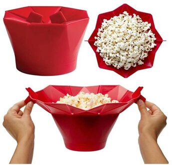 Popcorn Magnetron Opvouwbare Rode Siliconen Keuken Easy Tools DIY Popcorn Emmer Kom Maker