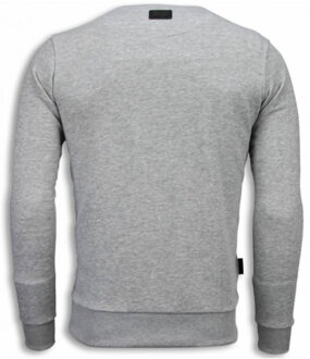 Popeye Revenge - Digital Rhinestone Sweater - Licht Grijs - Maten: S