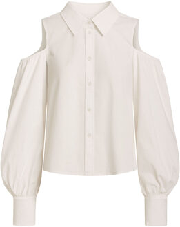 Poplin blouse met cut-outs Stone  wit