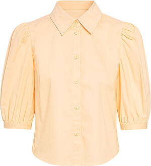 Poplin blouse met pofmouwen Lars  oranje - 34,36,38,40,