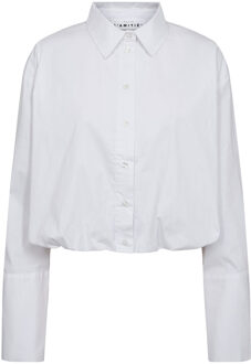 Poplin cropped blouse Cuff  wit - M,