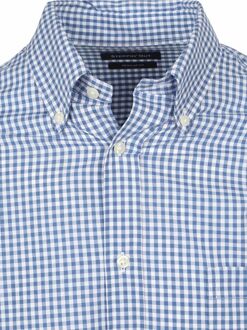 Poplin Overhemd Ruit Lichtblauw - 3XL,L,M,XXL