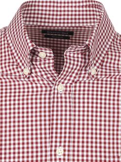 Poplin Overhemd Ruit Rood - XL