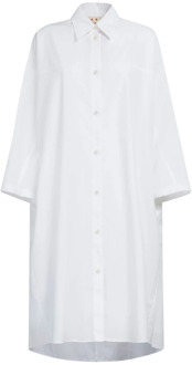 poplin oversized shirt dress Marni , White , Dames - S,Xs,2Xs,3Xs