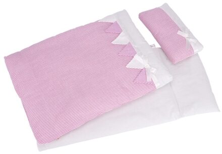 Poppen Beddengoed Strepen Roze