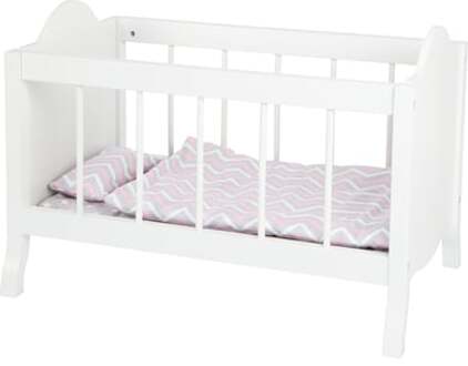 poppenbed met beddengoed junior 50 x 30 cm hout wit