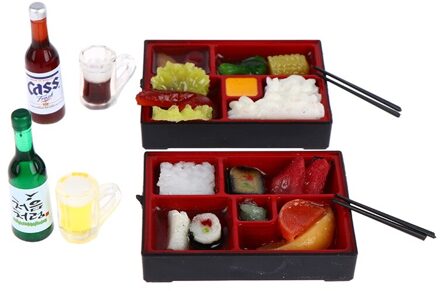 Poppenhuis Japanse Stijl Fast Food Lunchbox Sake Set Mini Voedsel En Play Accessoires Bjd Omliggende Scène