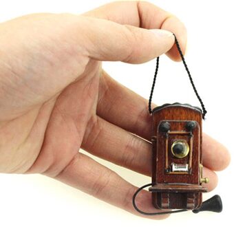 Poppenhuis Meubels Accessoires Voor Woonkamer Slaapkamer Keuken 1:12 Miniatuur Antieke Wall Mount Telefoon Vintage Stijl
