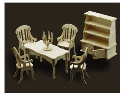 Poppenhuis meubels - eetkamer - schaal 1:12 - hout - speelgoed Bruin