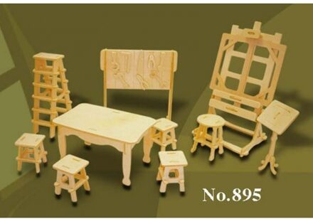 Poppenhuis Meubels - Hout - Kunstatelier Set - Miniatuur Atelier Inrichting