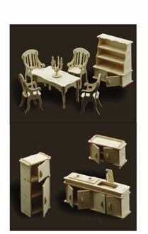 Poppenhuis meubels keuken en eetkamer