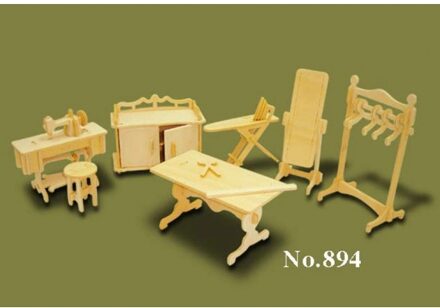 Poppenhuis meubels - kleding atelier - schaal 1:12 - hout - speelgoed Multi