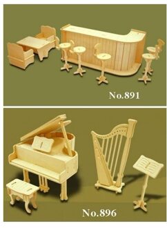 Poppenhuis meubels muziek/bar set Bruin