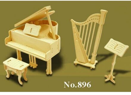 Poppenhuis muziekinstrumenten - bouwpakket - schaal 1:12 - hout - speelgoed