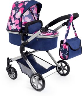 Poppenwagen City Neo Donkerblauw/roze 75 Cm