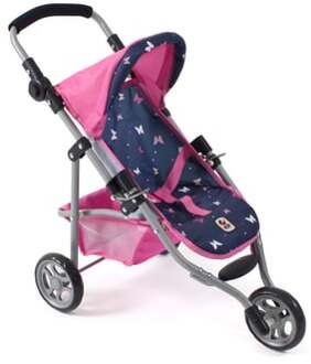 Poppenwagen Jogger Lola - Vlinders Navy Roze