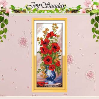 Poppy Celadon Vaas Geteld Kruissteek 11CT 14CT Kruissteek Bloemen Borduurpakketten Voor Borduurwerk Home Decor Handwerken 11CT afbeelding printed