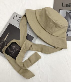 Populaire Bandage Emmer Hoed Vrouwen Meisjes Opvouwbare Outdoor Chapeau Zon Voorkomen Hoeden Katoen Visser Cap Vrouwen Panama Strand Hoed Beige