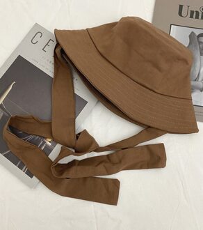 Populaire Bandage Emmer Hoed Vrouwen Meisjes Opvouwbare Outdoor Chapeau Zon Voorkomen Hoeden Katoen Visser Cap Vrouwen Panama Strand Hoed bruin