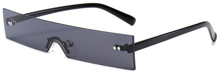 Populaire Kleine Rechthoek Zonnebril Vrouwen Mode Clear Red Randloze Shades Mannen UV400 grijs