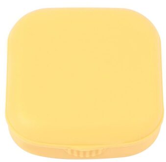 Populaire Mini Vierkante Contact Lens Geval Met Spiegel Vrouwen Gekleurde Contactlenzen Box Ogen Contact Lens Container Mooie Reizen Kit geel