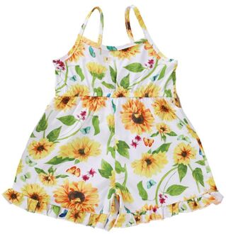 Populaire Peuter Meisjes Zomer Sling Ruches Rompertjes Mouwloze Zonnebloem Print Jumpsuit 80cm