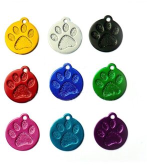 Populaire Ronde Poot Hond Id Tag Graveren Metalen Huisdier Kat Naamplaatjes Kraag Accessoires Hanger Naambord Glitter Sleutelhanger zwart