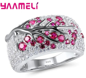 Popular Authentic 925 Sterling Silver Promise Rings for Men Women Shining AAA Zircon Paved Tree of Life Rhinestone Jewelry