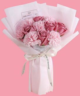 Popularpreserved Bloem Roze Anjer Zeep Boeket Rose Bloem Moederdag Giftsupport En paars