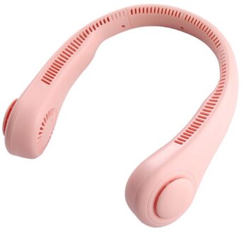 Poreuze Opknoping Hals Fan Sport Fan Lui Draagbare Mini Fan Geen Blad Usb Mini Mute Elektrische Ventilator Drie-Speed dubbele Ventilator U1JE Roze