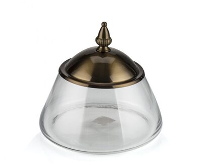 Porio Brons Glazen Pot Met Deksel 20x20