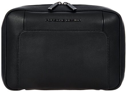 Porsche Design Roadster Leather Washbag L black Zwart - H 18 x B 27 x D 9