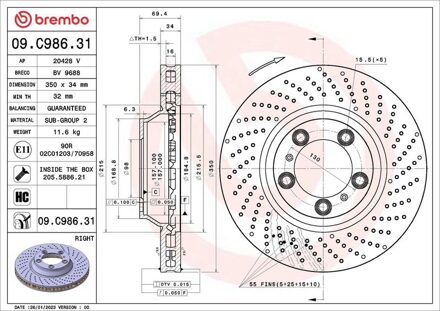 Porsche Remschijf 09C98631