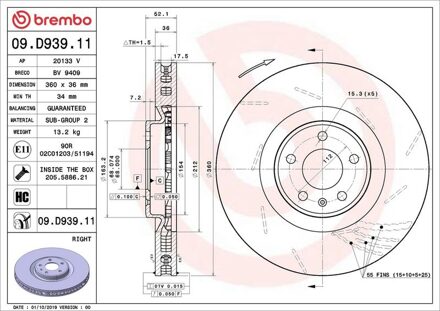 Porsche Remschijf 09D93911