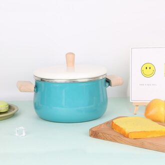 Porselein Geëmailleerde Melk Pot Koken Non-stick Kleur Soeppan Met Deksel Inductie Fornuis Gasfornuis Toepasselijk Kookgerei Melk pan blauw soep Pot