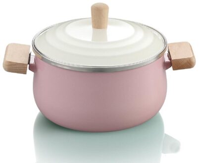 Porselein Geëmailleerde Melk Pot Koken Non-stick Kleur Soeppan Met Deksel Inductie Fornuis Gasfornuis Toepasselijk Kookgerei Melk pan roze soep Pot