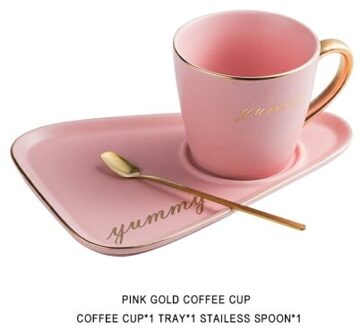 Porselein Gouden Lepel Cup Leuke Dessert Cup Bone China Thee Set Phnom Penh Keramische Kopje Koffie Tumbler Thee Cup Schotel set Roze