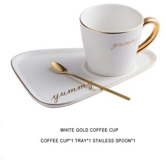 Porselein Gouden Lepel Cup Leuke Dessert Cup Bone China Thee Set Phnom Penh Keramische Kopje Koffie Tumbler Thee Cup Schotel set wit