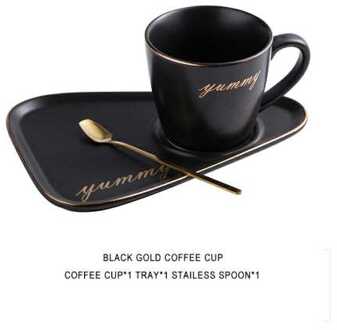 Porselein Gouden Lepel Cup Leuke Dessert Cup Bone China Thee Set Phnom Penh Keramische Kopje Koffie Tumbler Thee Cup Schotel set zwart