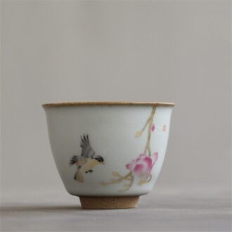 Porselein Handgeschilderde Camellia Persimmon Kung Fu Water Mok Traditionele Chinese Gepigmenteerde Thee Kom Office Retro Theekopje Drinkware B