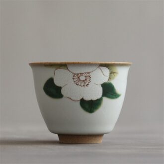 Porselein Handgeschilderde Camellia Persimmon Kung Fu Water Mok Traditionele Chinese Gepigmenteerde Thee Kom Office Retro Theekopje Drinkware