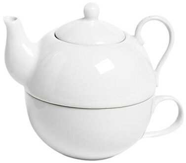 Porseleinen theepot set met kopje wit 250 ml - Theepotten