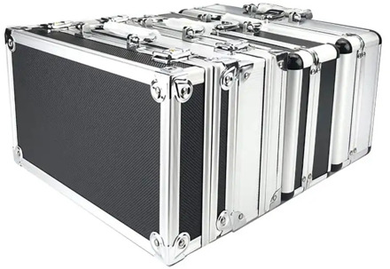 Portable Aluminum Tool Box Safety equipment Toolbox Instrument box Storage Case Suitcase Impact Resistant Case With Sponge Ship