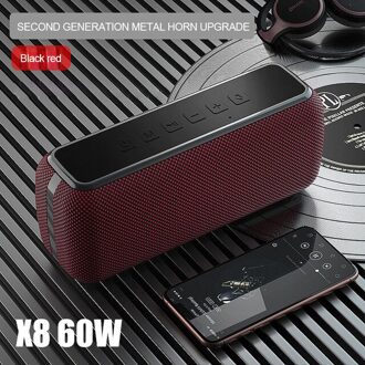 Portable Bluetooth Speaker 60W High Power Waterdichte Dsp Bass Kolom Outdoor Speaker Tws Subwoofer Soundbar Ondersteuning Tf Card Aux rood
