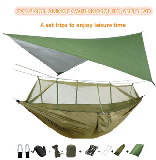 Portable Camping Hammock with Mosquito Net and Rain Fly Tarp,Hammock Canopy Nylon Hammocks Double Hammock Hiking Patio Furniture