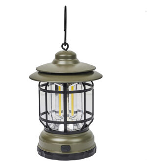 Portable campinglamp/stormlantaarn - metaal - met haak - groen - h17 cm