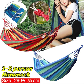Portable Canvas Leisure Hammock Outdoor Hammock Garden Sports Home Travel Camping Swing Canvas Stripe Hang Bed Hammock Outdoor